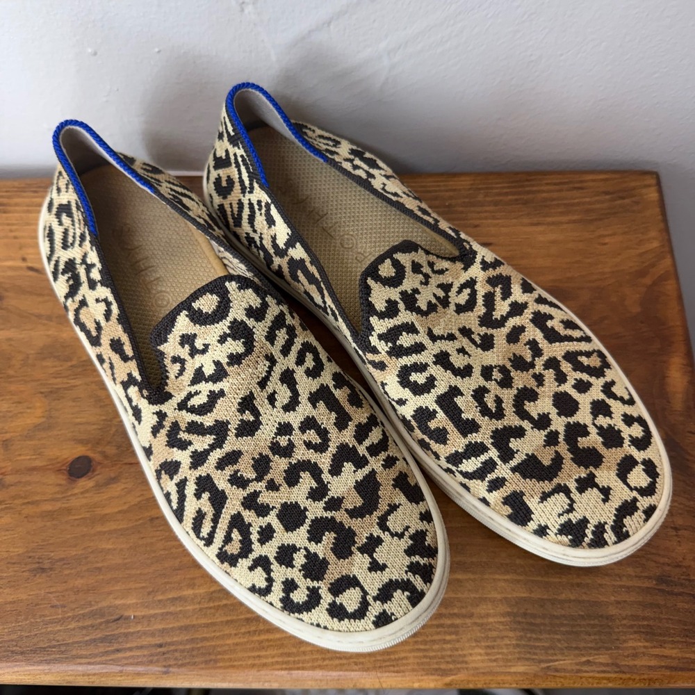 Rothys The Sneaker Leopard Print Slip On Shoes Women 7 Animal Pattern Flat